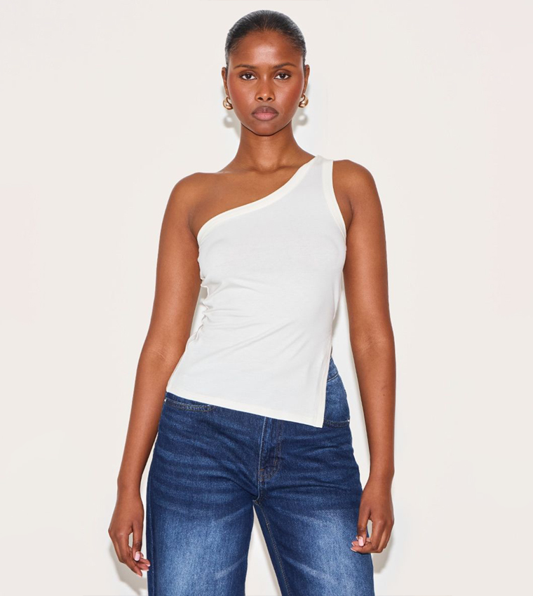 Solid One Shoulder Top