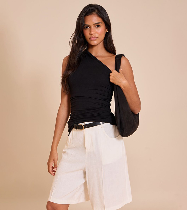 Asymmetric Ruched Sleeveless Top