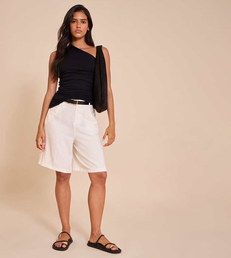 Asymmetric Ruched Sleeveless Top