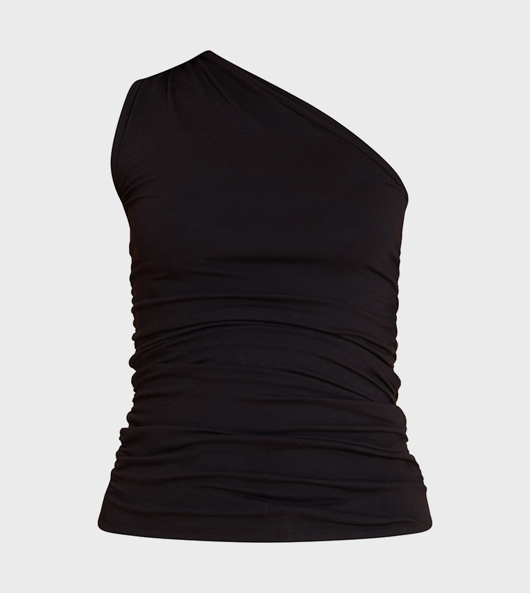 Asymmetric Ruched Sleeveless Top