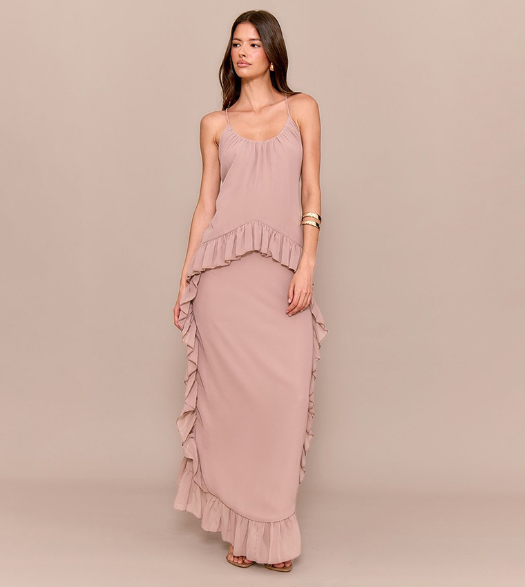 Chiffon Frill Cami Maxi Dress