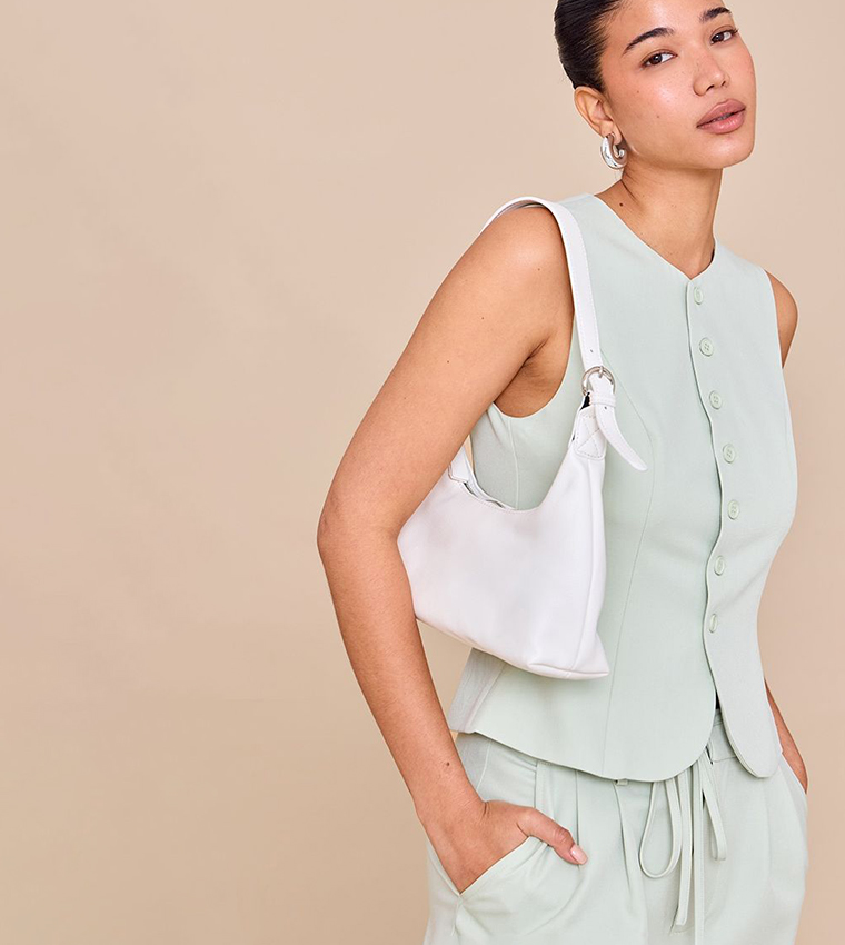 Textured Curved Shoulder Bag