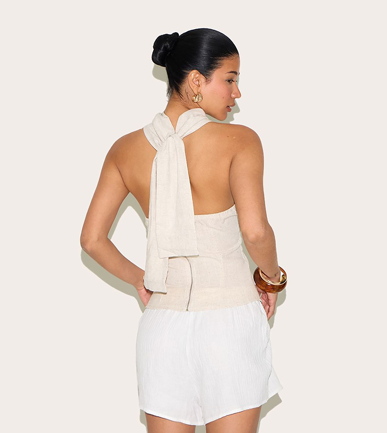 Textured Halterneck Lightweight Top
