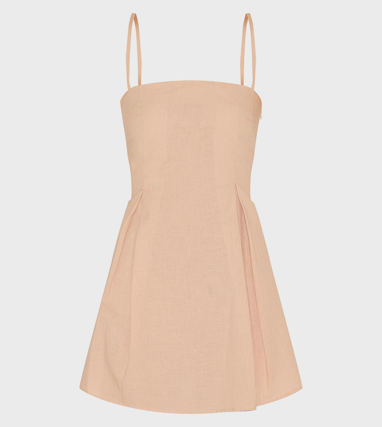 Solid Strappy A-Line Mini Dress