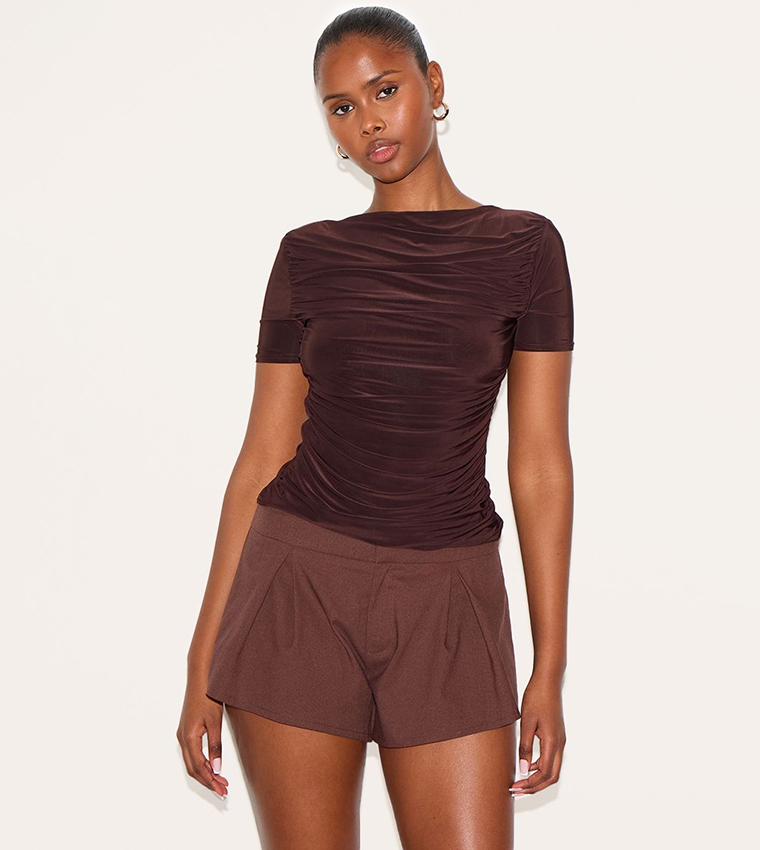 Linen Blend Pleat Detail Tailored Shorts