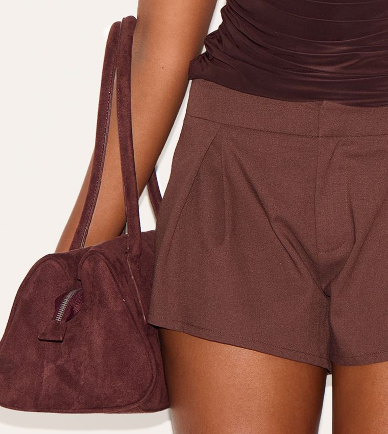 Linen Blend Pleat Detail Tailored Shorts