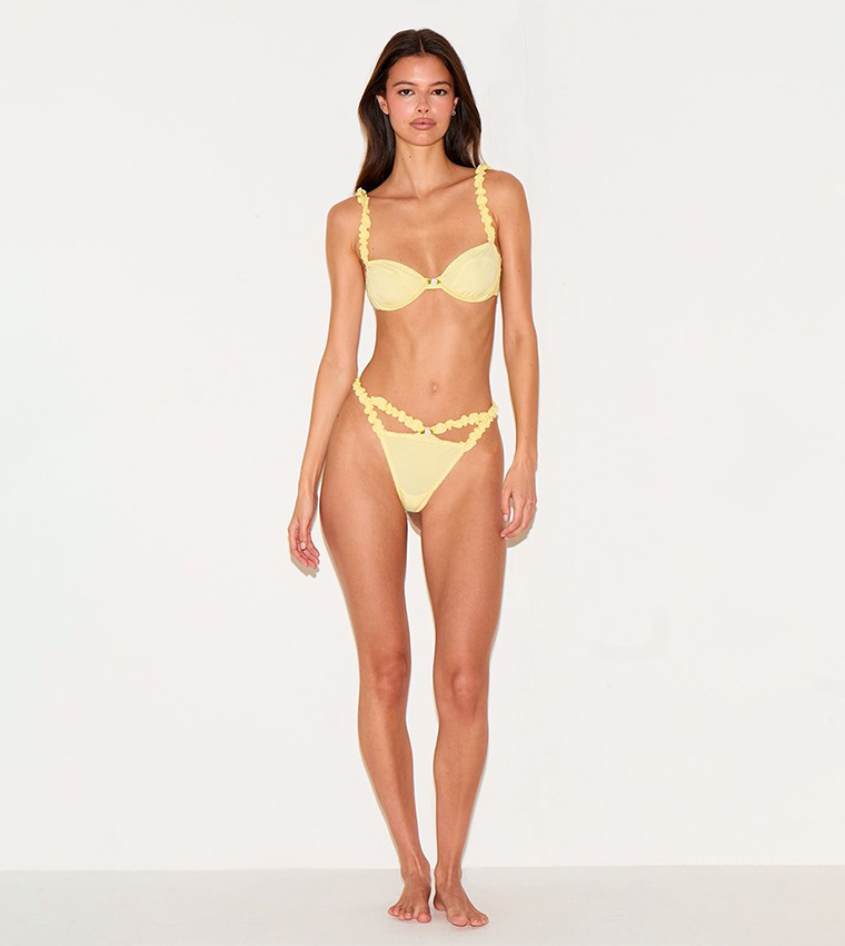 Ribbed Frill Underwired Lingerie Set