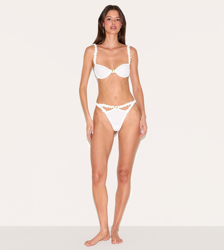 Ribbed Frill Underwired Lingerie Set