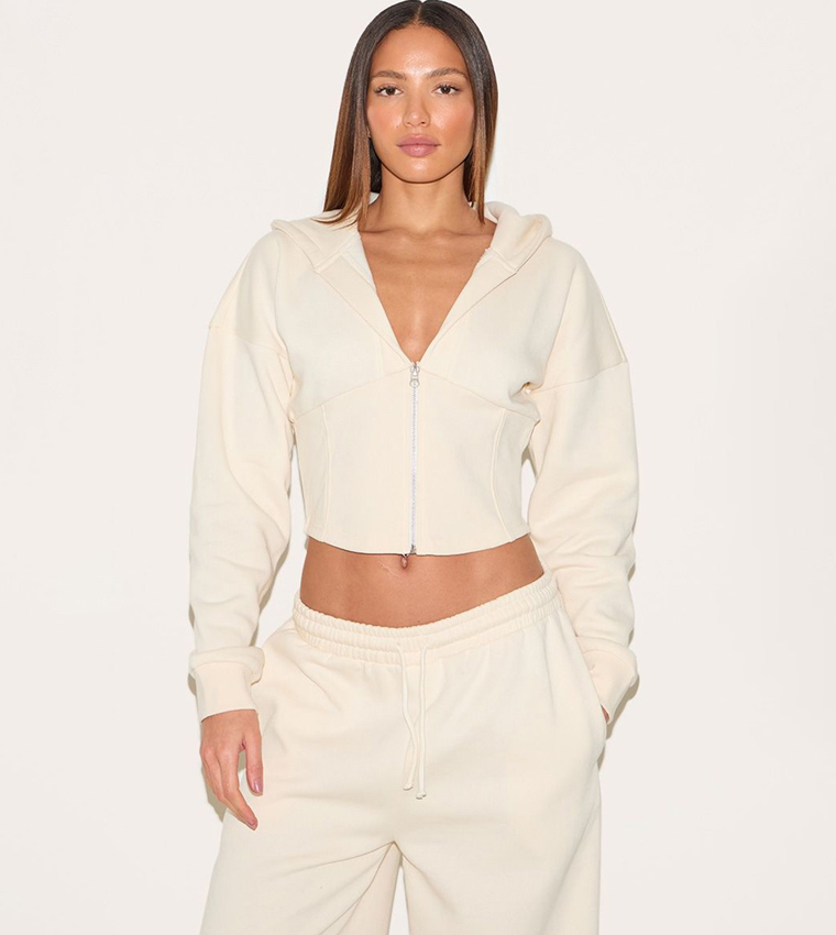 Tall Corset Seam Detail Hooded Crop Jacket