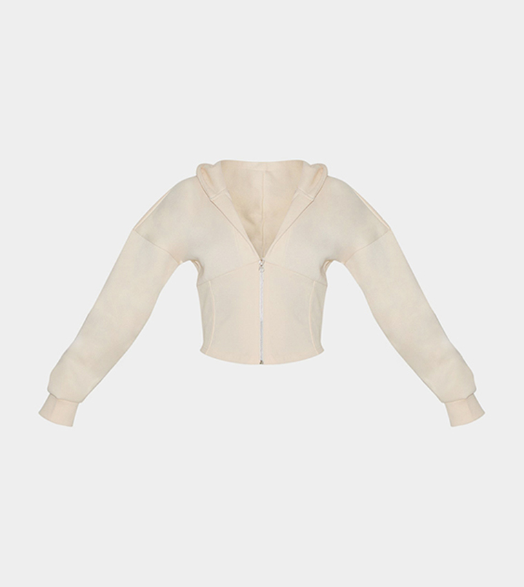 Tall Corset Seam Detail Hooded Crop Jacket