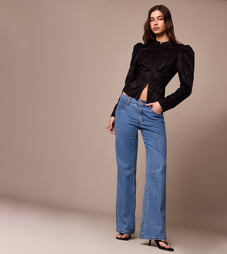 Lace High Neck Puff Sleeves Jacket