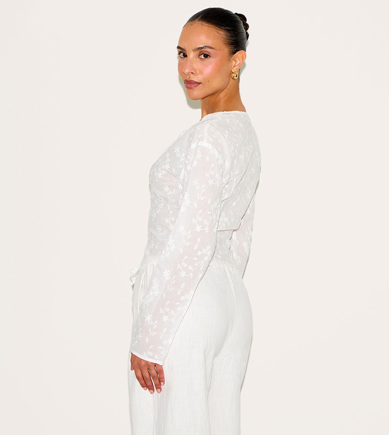Petite Broderie Button Up Shirt