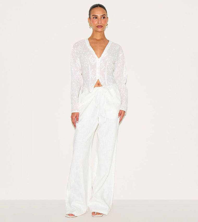Petite Broderie Button Up Shirt