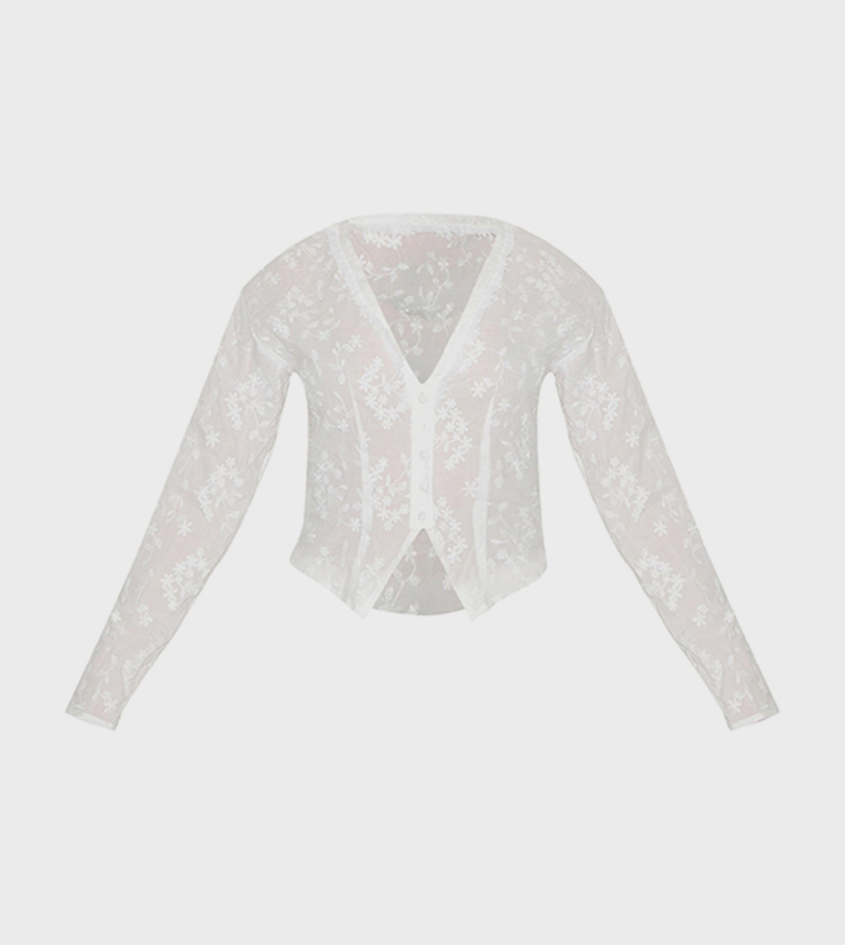 Petite Broderie Button Up Shirt