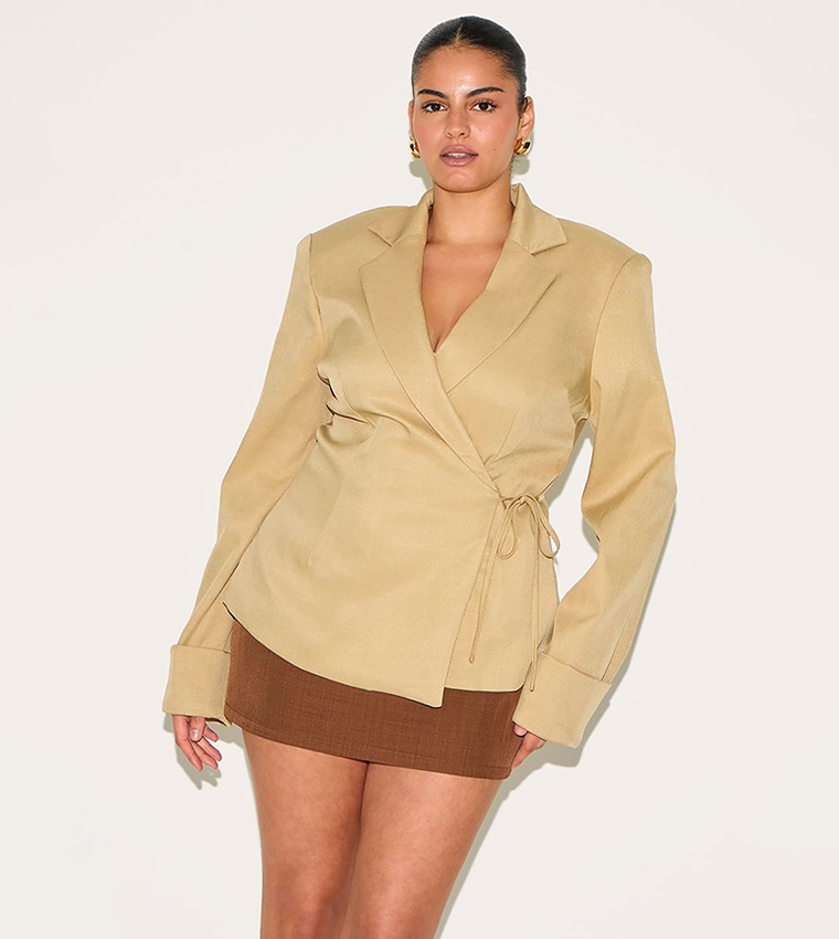 Curve Super Boxy Tie Side Blazer