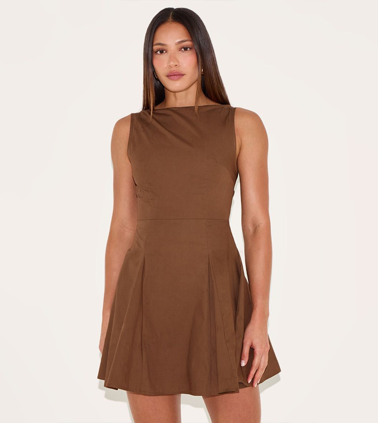 Tall Solid Sleeveless Mini Skater Dress