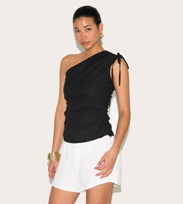 Lightweight Ruched Asymmetric Top