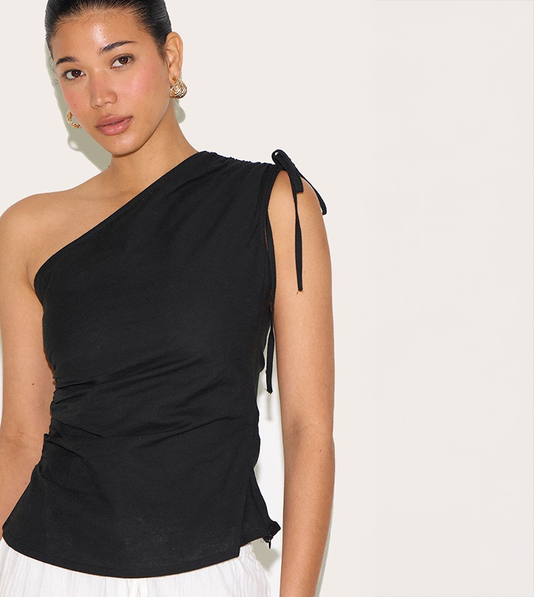 Lightweight Ruched Asymmetric Top