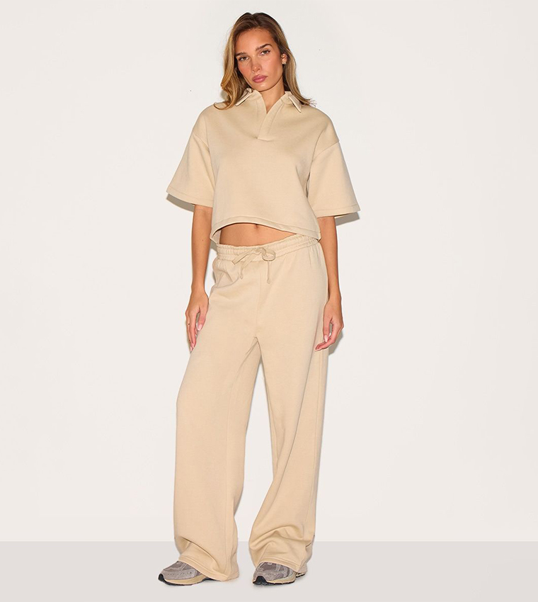Thick Waistband Wide Leg Sweatpants