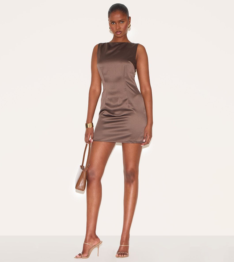 Satin Boat Mini Dress