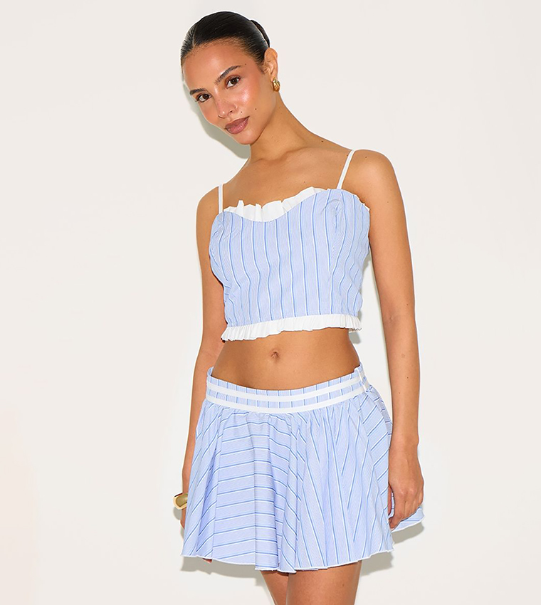 Petite Striped Structured Crop Top