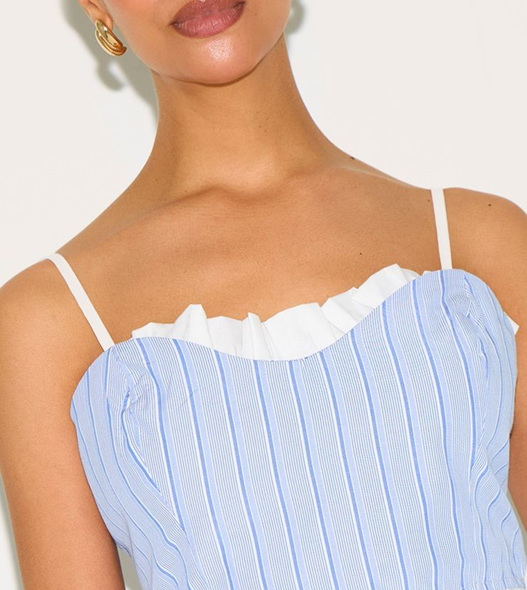 Petite Striped Structured Crop Top