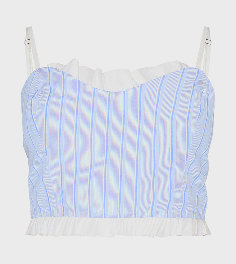 Petite Striped Structured Crop Top