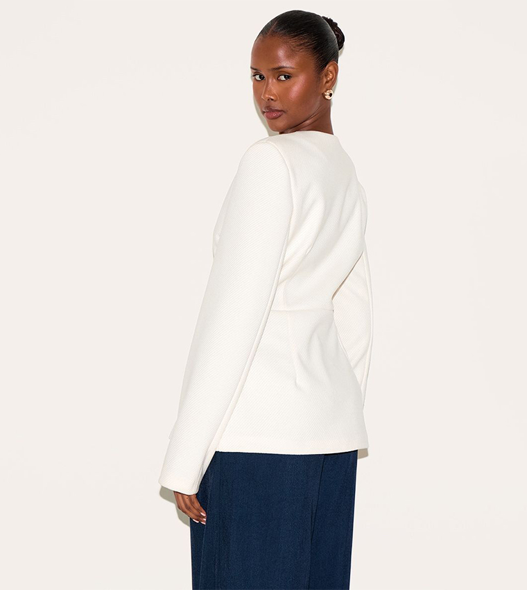 Button Up Collarless Blazer