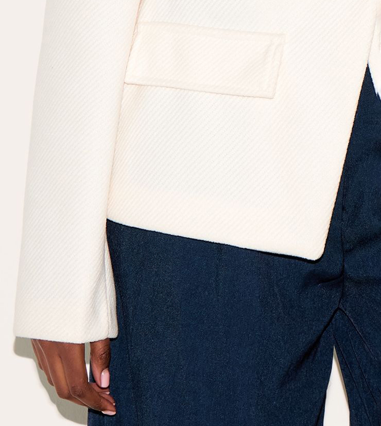Button Up Collarless Blazer