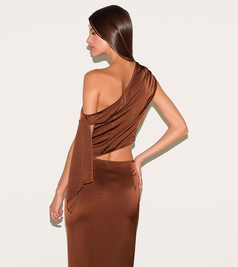 Solid Tie Shoulder Satin Crop Top