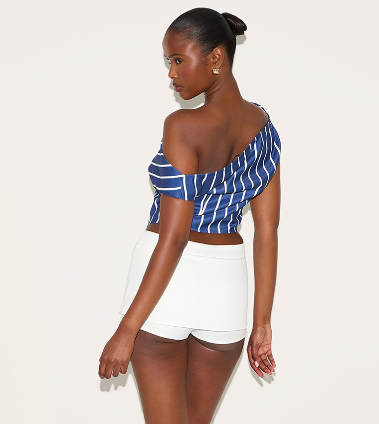 Striped Satin Asymmetrical Sleeveless Top