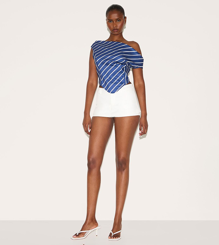 Striped Satin Asymmetrical Sleeveless Top