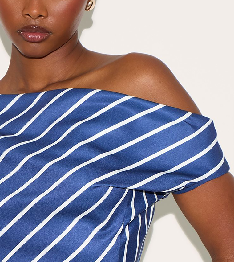 Striped Satin Asymmetrical Sleeveless Top