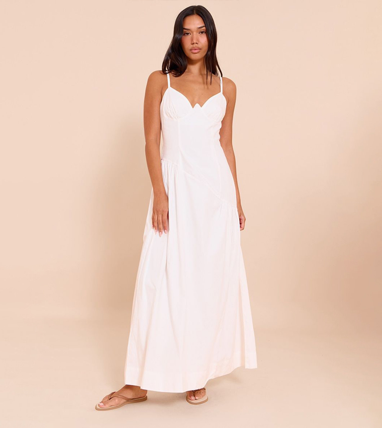 Plunge Asymmetric Detail Maxi Dress