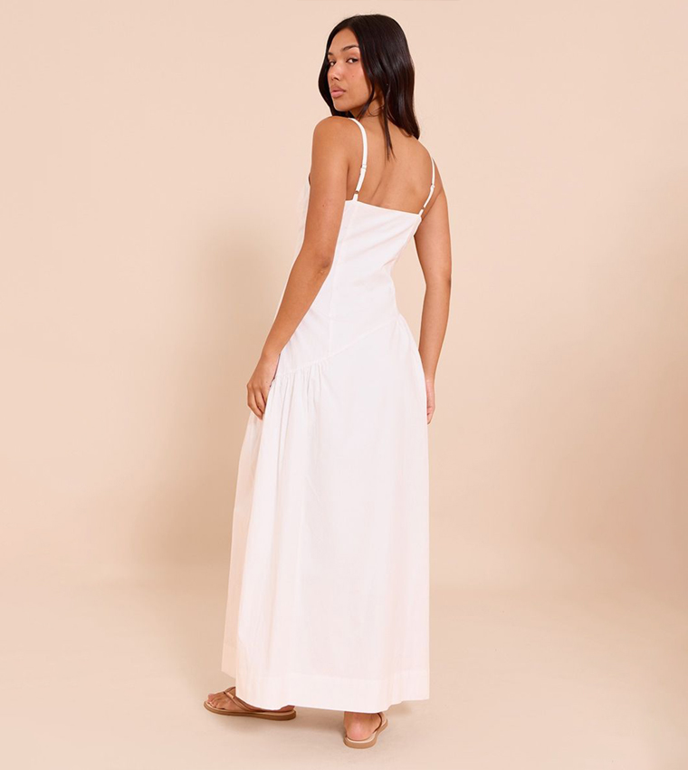 Plunge Asymmetric Detail Maxi Dress