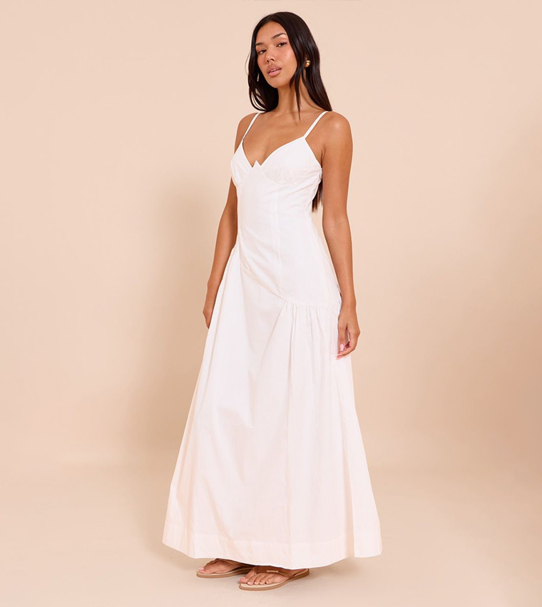 Plunge Asymmetric Detail Maxi Dress