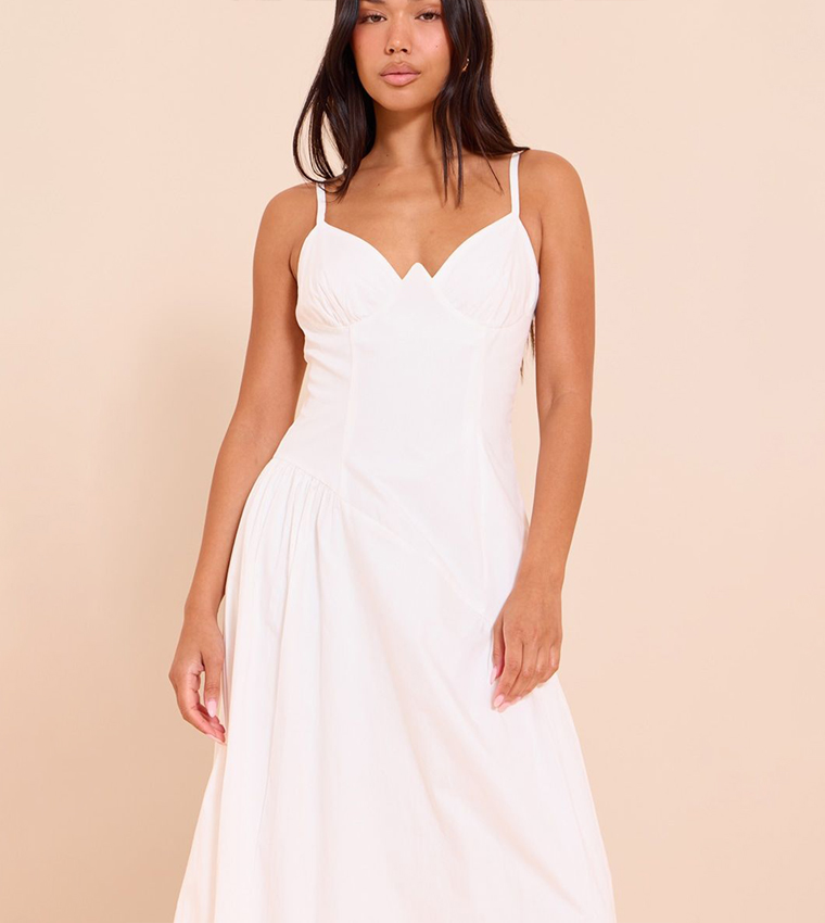 Plunge Asymmetric Detail Maxi Dress