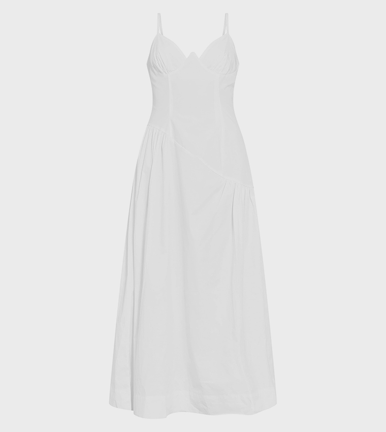 Plunge Asymmetric Detail Maxi Dress