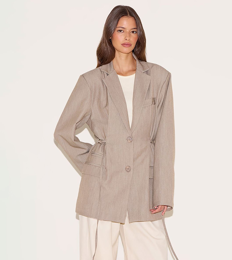 Solid Belt Detail Blazer