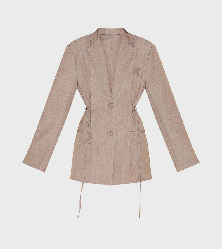 Solid Belt Detail Blazer