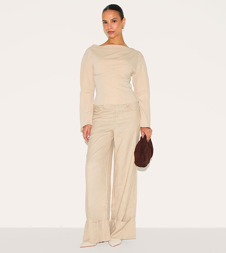Petite Woven Cinched Waist Detail Long Top