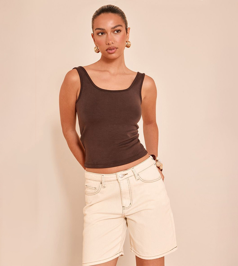 Washed Low Rise Denim Shorts