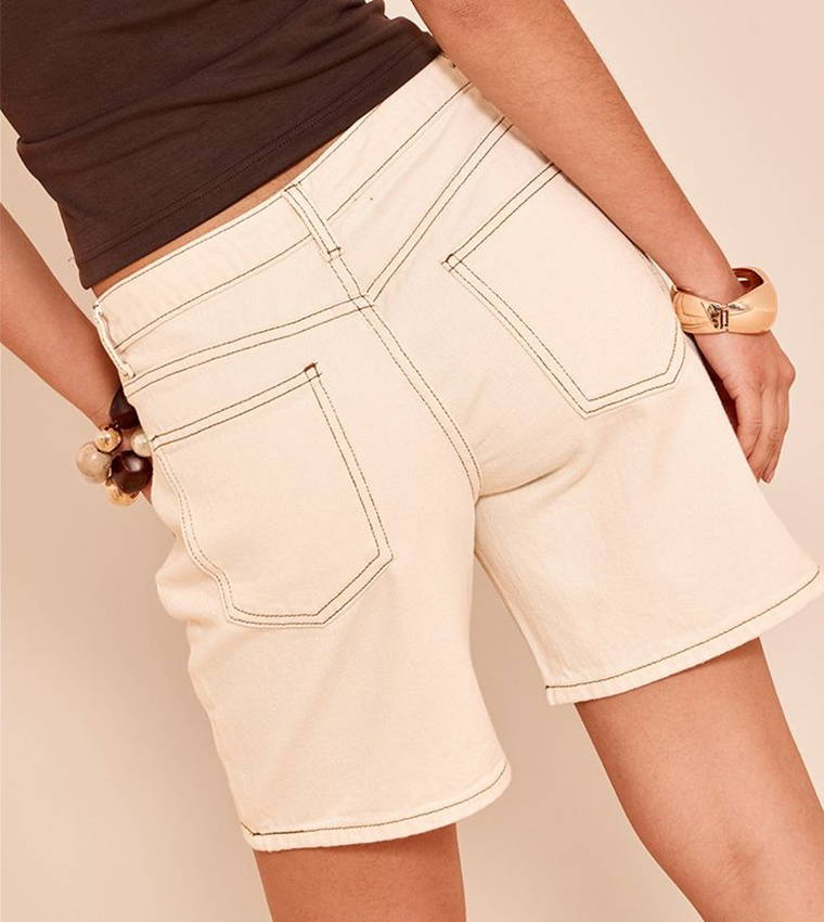 Washed Low Rise Denim Shorts