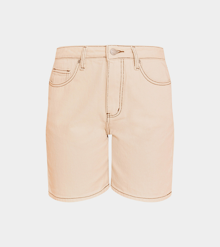 Washed Low Rise Denim Shorts