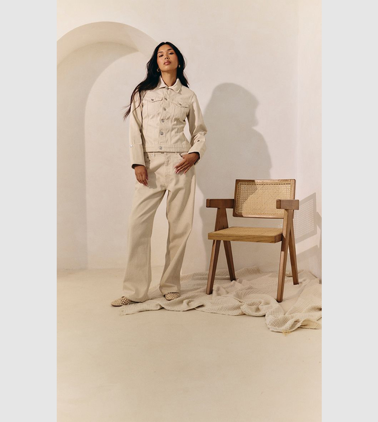 Washed Mid Rise Wide Leg Jeans