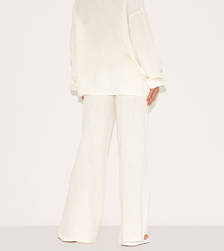 Tall Textured Cheesecloth Wide Leg Trousers
