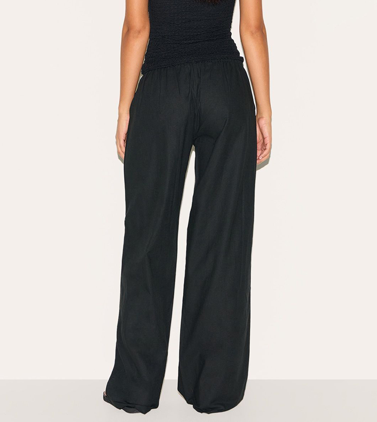 Tall Linen Drawstring Waist Straight Fit Trousers