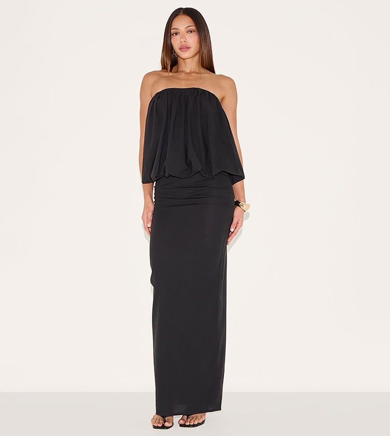 Tall Linen Look Ruched Strapless Top