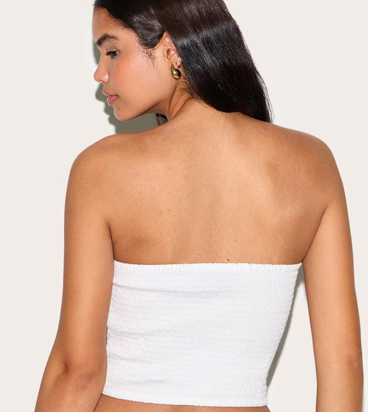 Tall Poplin Ruched Front Crop Top