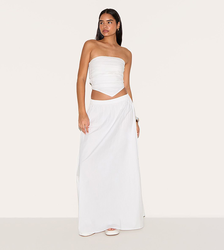 Tall Poplin Ruched Front Crop Top